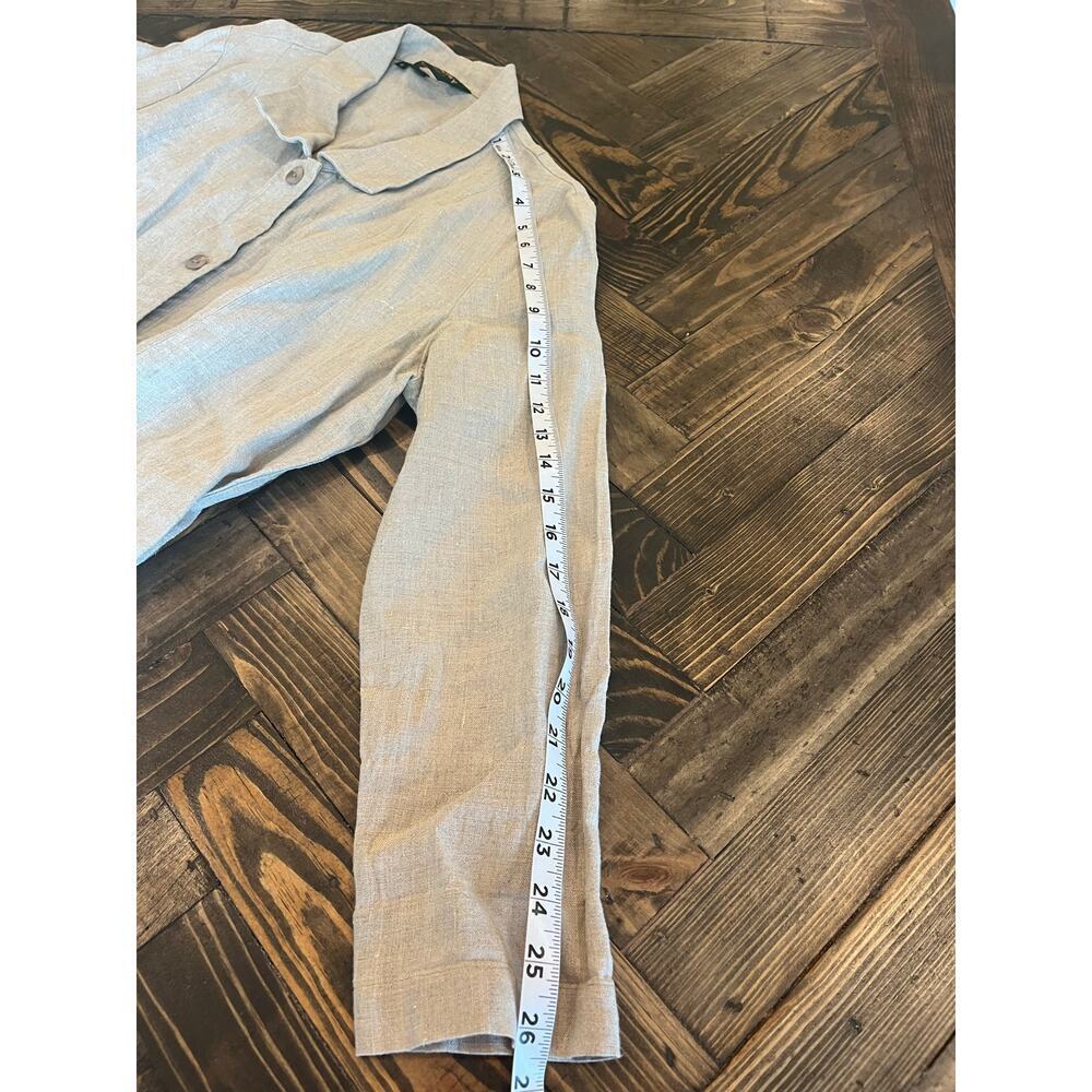 VTG Linen Long Sleeve Tunic Top Women 6 Neutral Lagenlook CottageCore Beach Trip - Picture 6 of 7